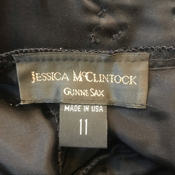 Vintage Gunne Sax Jessica McClintock Backless 80s Dress Goth Black NWT, Rosettes - Picture 11 of 16